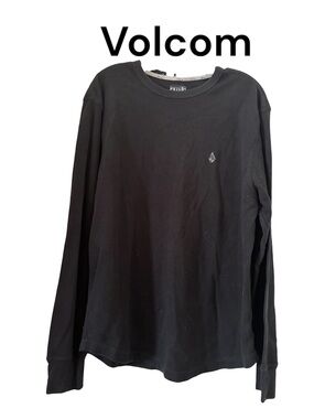 Volcom Black Long Sleeve Crewneck with Subtle Logo XL